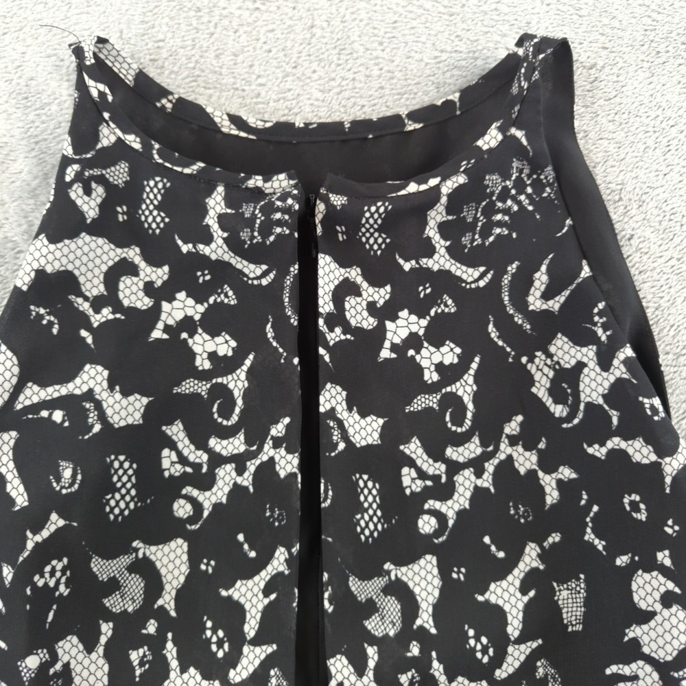 Sleeveless Blouse Womens Medium Lace Overlay Floral Elegant Top - Picture 2 of 8